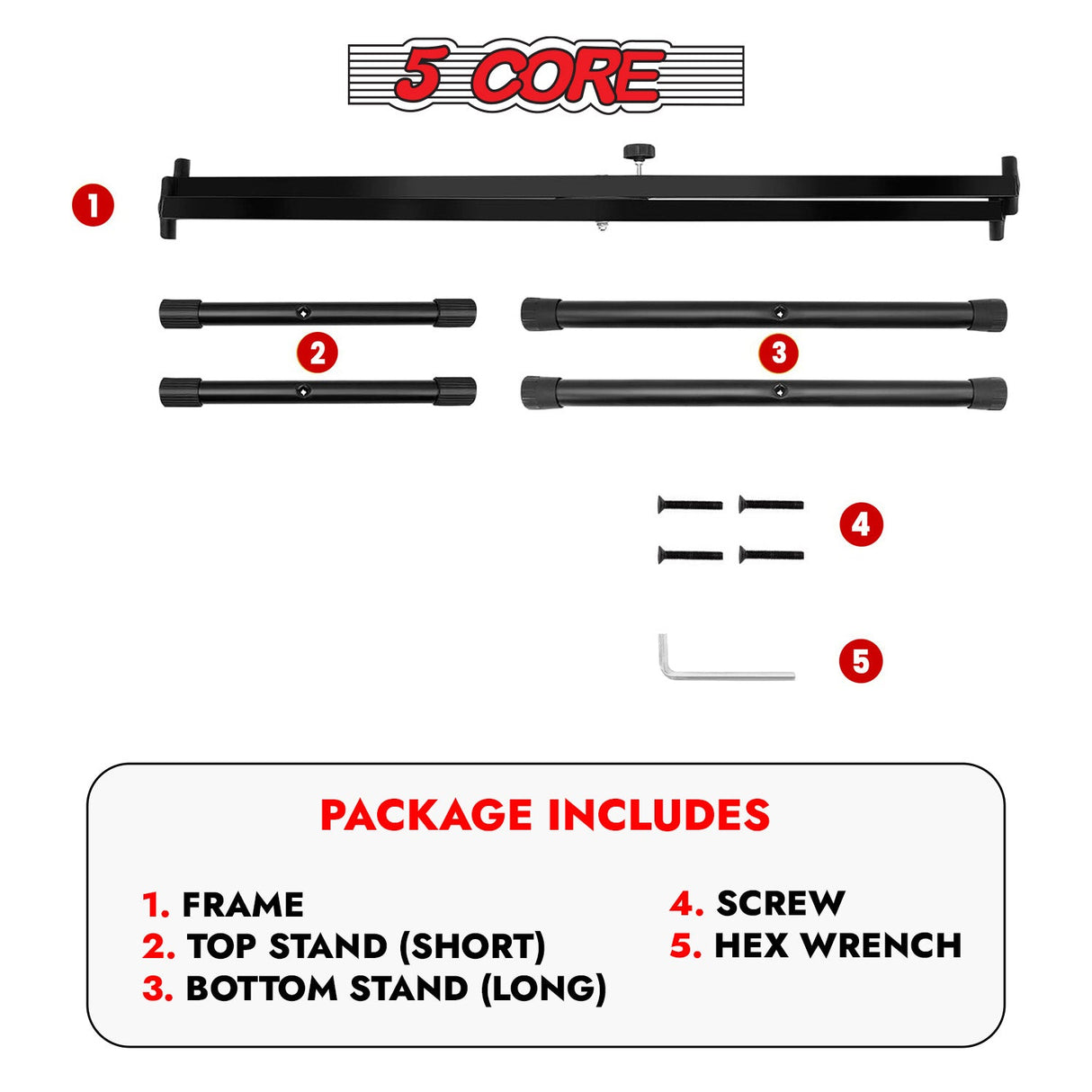 5Core Keyboard Stand Single X Style Adjustable Lift Piano Riser For 49 To 88 Keys BLACK