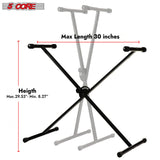 5Core Keyboard Stand Single X Style Adjustable Lift Piano Riser For 49 To 88 Keys BLACK