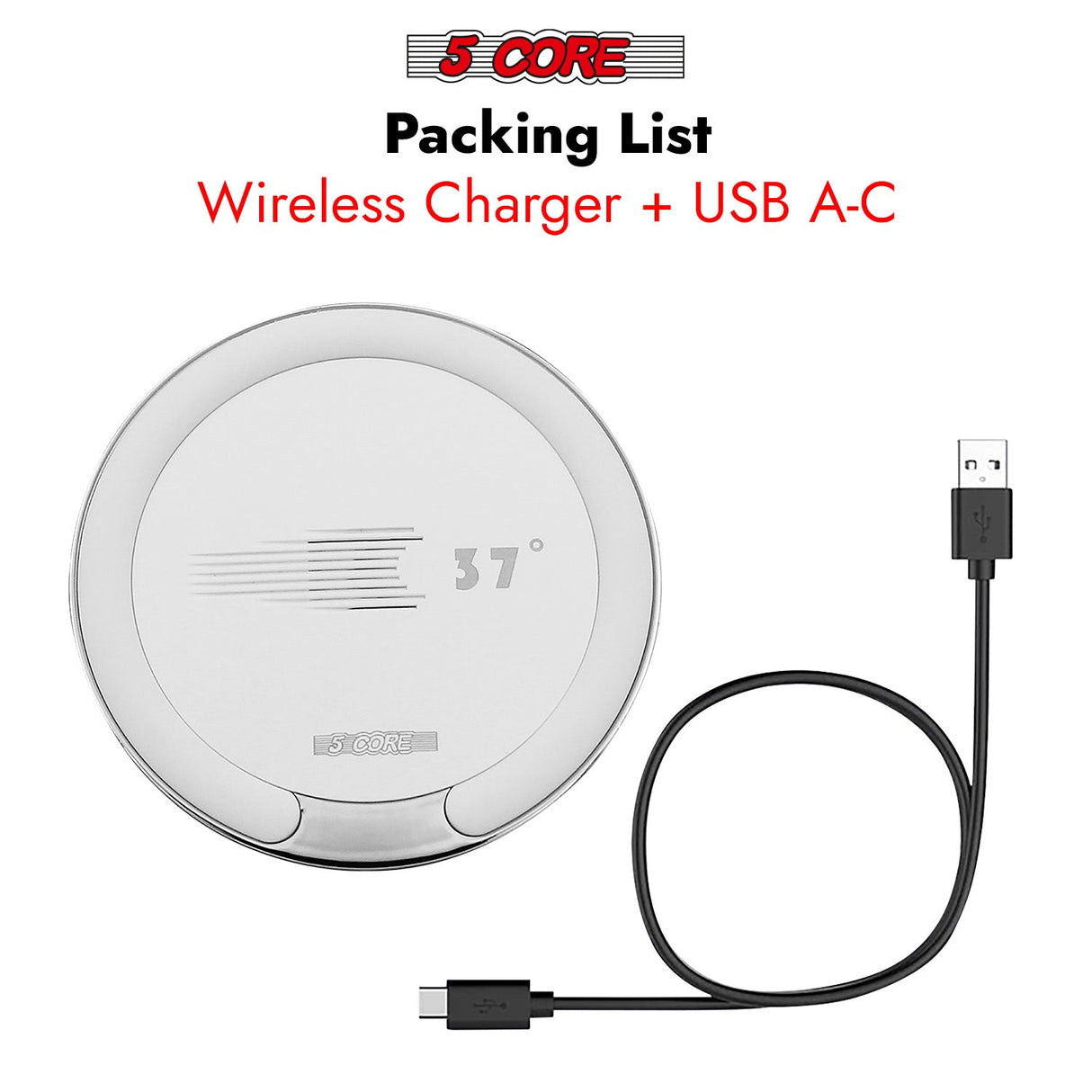 5Core Wireless Phone Charging Pad 15W Qi-Certified Fast Charger Mat Cargador