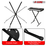 5Core Keyboard Stand Single X Style Adjustable Lift Piano Riser For 49 To 88 Keys BLACK
