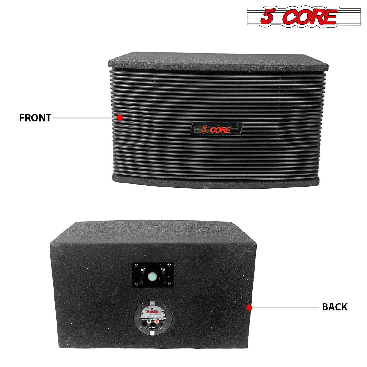 5Core 8 Inch Car Subwoofer Box Black 800W Peak 8 Ohm Vented Trunk Speaker Sub Woofer