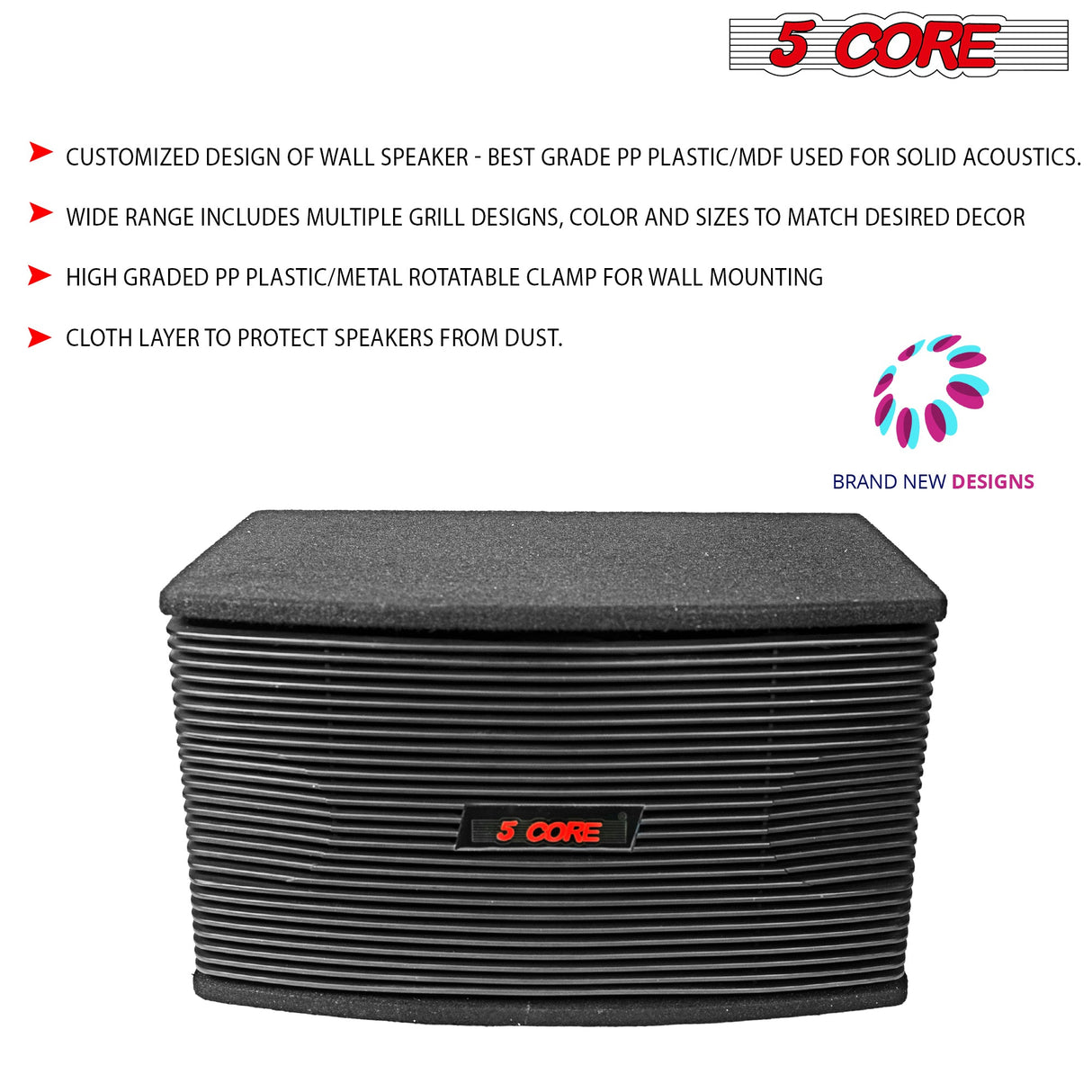 5Core 8 Inch Car Subwoofer Box Black 800W Peak 8 Ohm Vented Trunk Speaker Sub Woofer