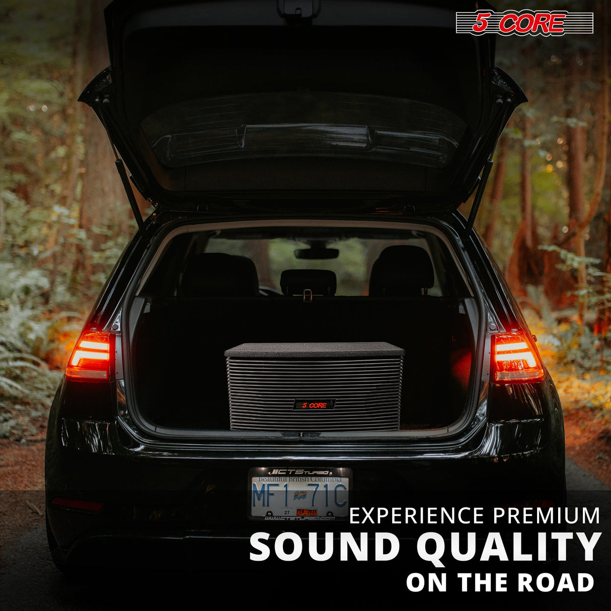 5Core 8 Inch Car Subwoofer Box Black 800W Peak 8 Ohm Vented Trunk Speaker Sub Woofer