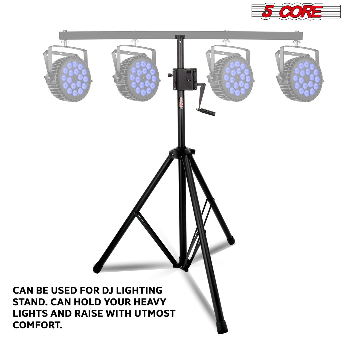 Heavy-duty tripod speaker stand with crank up height adjustment and PA pole mount