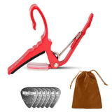 5Core Capo Aluminum Universal Guitar String Clip w Metal Spring + 6Pcs Guitar Picks + Carry Bag