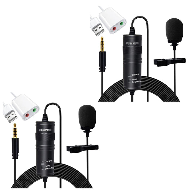 Set of camera microphone with cables and connectors 