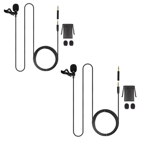 Set of black lavalier microphones and cables