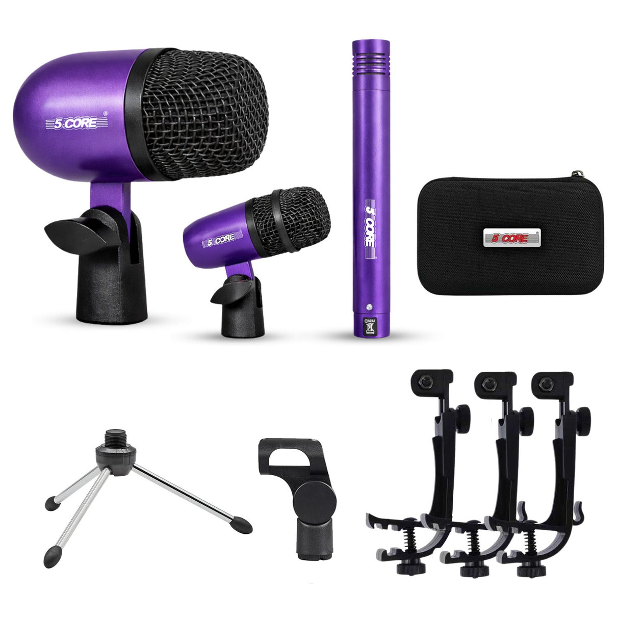 5Core Conga Mic Snare Tom Microphone Drum Kit Condenser XLR Instrument Mics