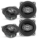 5Core Coaxial Door Car Speakers 4” 4Pcs 250W 4Ohm 2 Way Component Subwoofer Audio w Super Tweeter