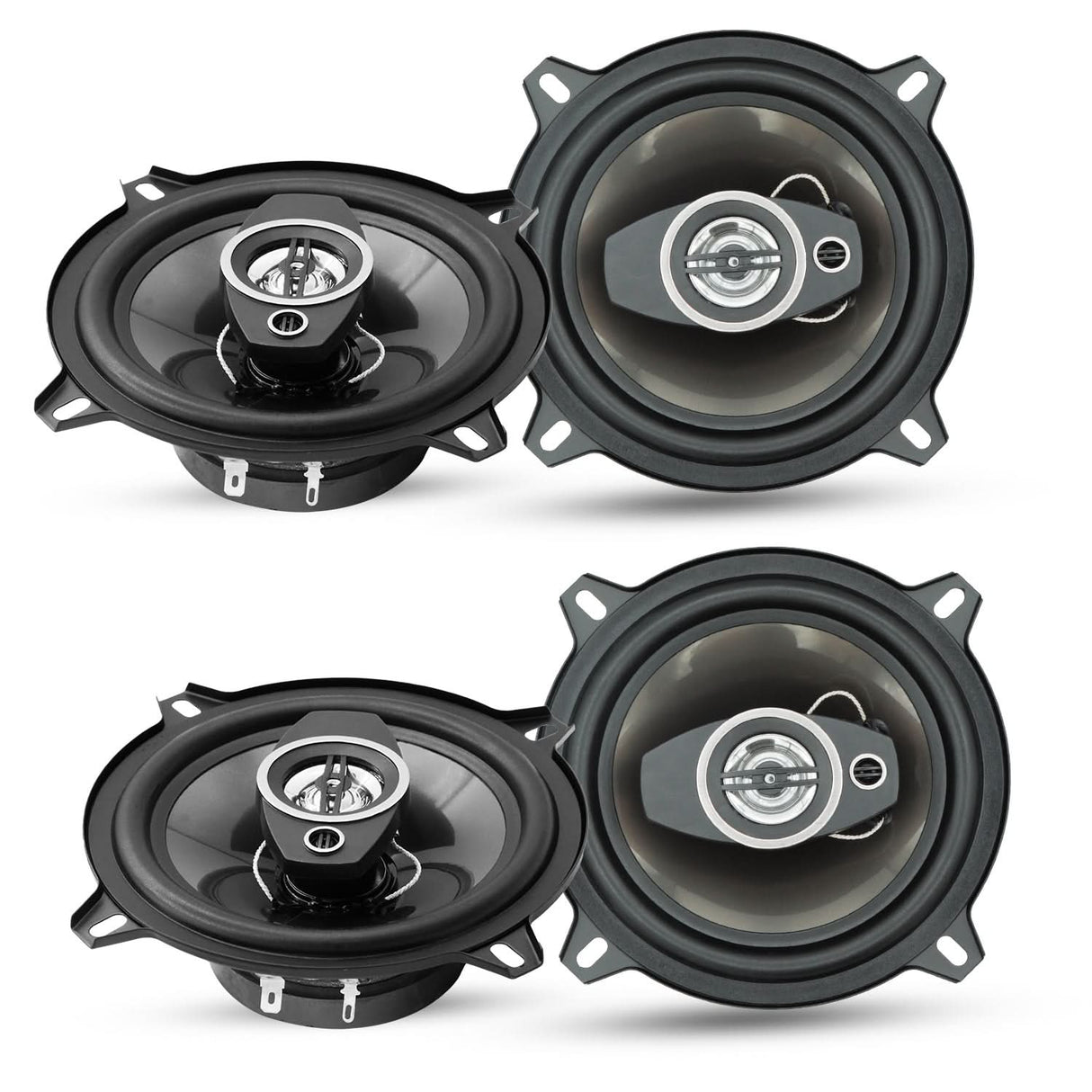 5Core Coaxial Car Door Speakers 5” 4Pcs 350W 4Ohm 2 Way Component Subwoofer Audio w Super Tweeter