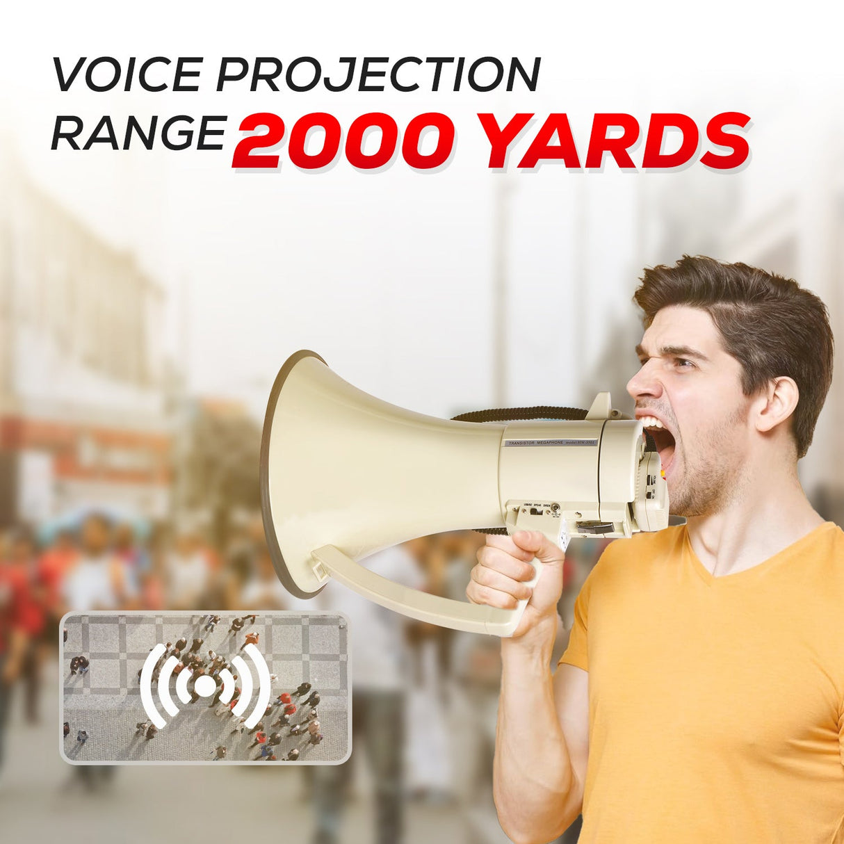 5Core Megaphone Bullhorn Speaker 100W Professional Bull Horn Battery Power Megafono 2000Yard Range