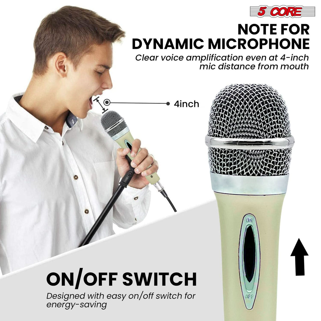Professional microphone designed with user-friendly on/off functionality