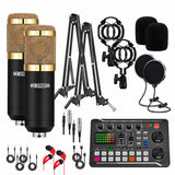 5 Core Podcast Equipment Bundle w Condenser Mic Voice Changer Audio Mixer Pair