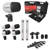 5 Core Drum Microphone Kit 7Pc All Metal Drummer Mics Tom/Snare & Cymbals Wired Instrument Drums Set