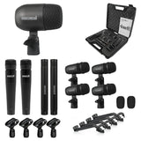 5 Core Drum Microphone Kit 9Pc All Metal Drummer Mics Tom/Snare & Cymbals Wired Instrument Drums Set
