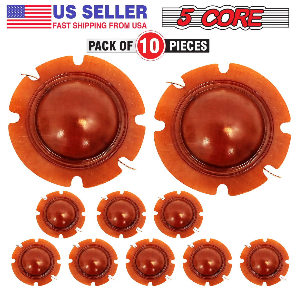 5Core 2 Inch Diaphragm Replacement 10 Pcs Phenolic Voice Coil 51mm + Kapton Former Diameter Horn