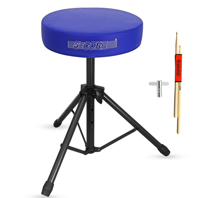 5 Core Drum Throne 3" Thick Padded Memory Foam Comfortable Drummer Stool 330Lb Capacity Adjustable