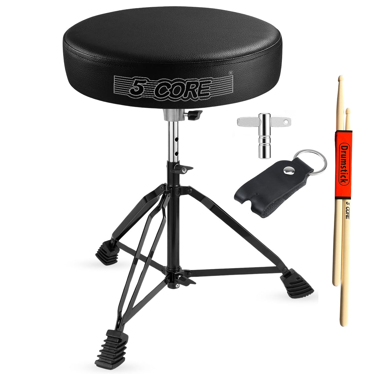 5Core Drum Throne Padded Guitar Stool Adjustable Drummer Seat for Adults & Kids BLACK