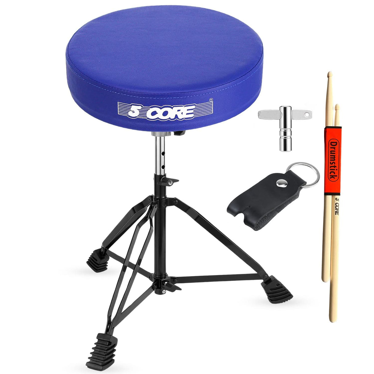 5 Core Drum Throne 3" Padded Drum Seat Height Adjustable Drumming Chair for Practice and Performance