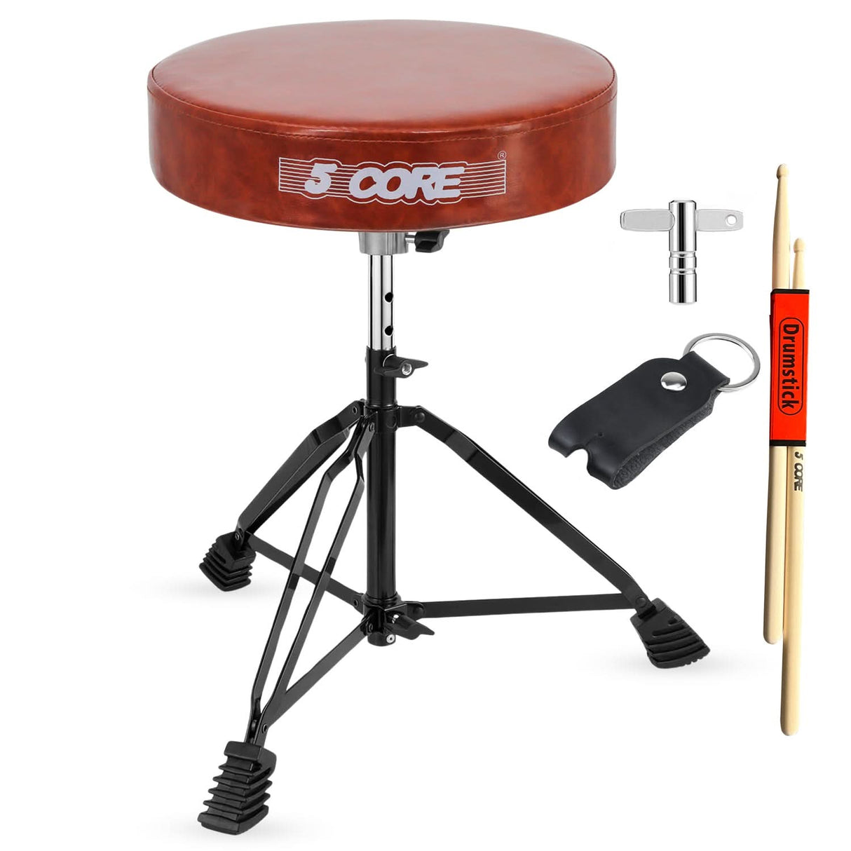 5 Core Drum Throne 3" Padded Drum Seat Height Adjustable Drumming Chair for Practice and Performance