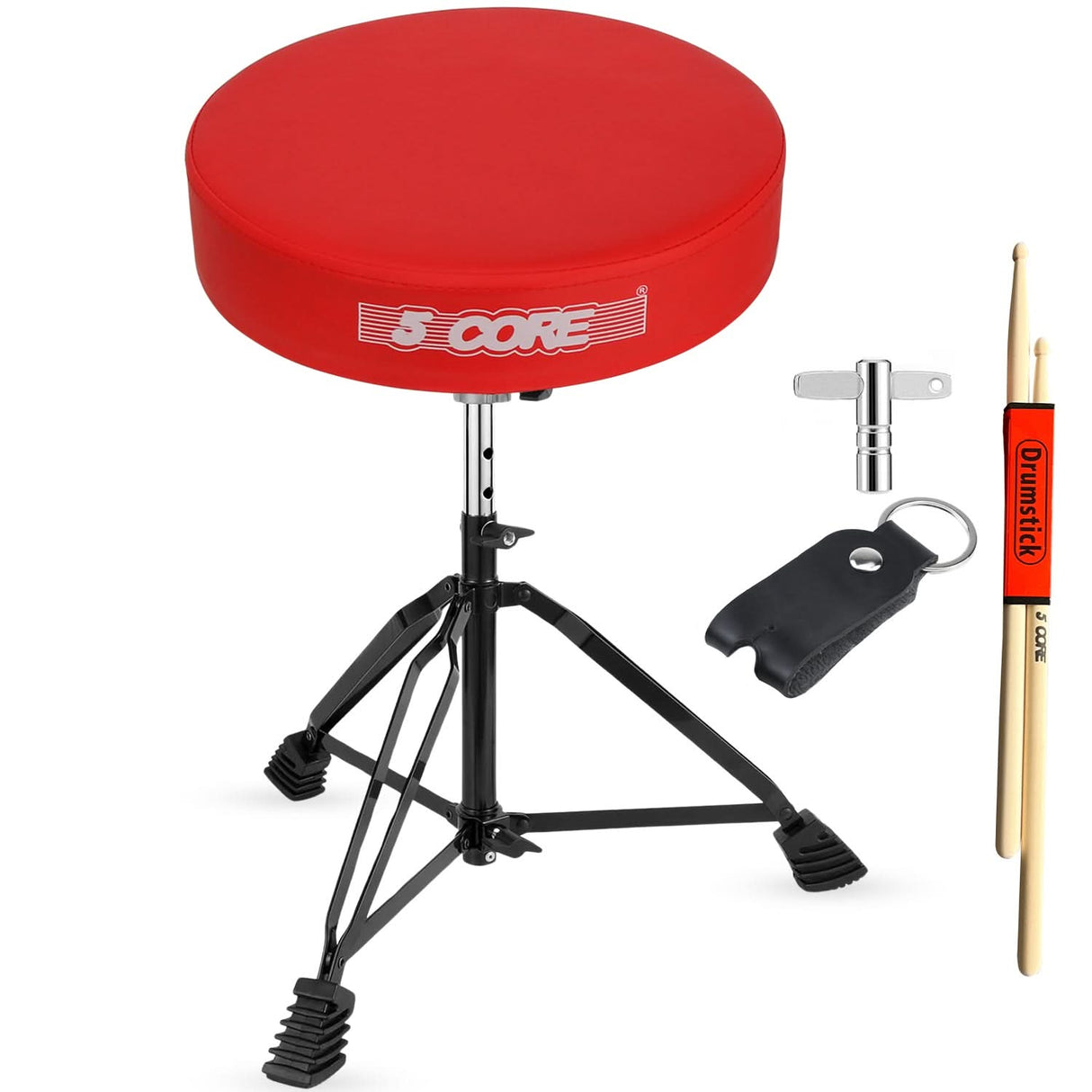 5 Core Drum Throne 3" Padded Drum Seat Height Adjustable Drumming Chair for Practice and Performance