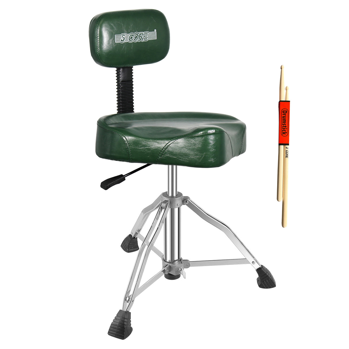 5 Core Drum Throne w Backrest 4" Padded Stool Adjustable 24.5" Drummer Chair w 441Lb Capacity