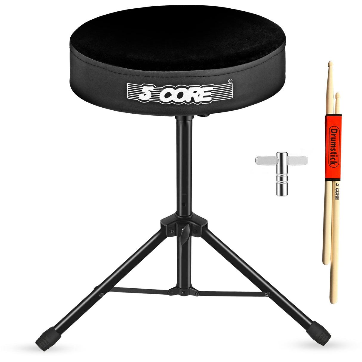 5Core Drum Throne Adjustable Guitar Stool 3" Padded Drummer Seat for Adults & Kids