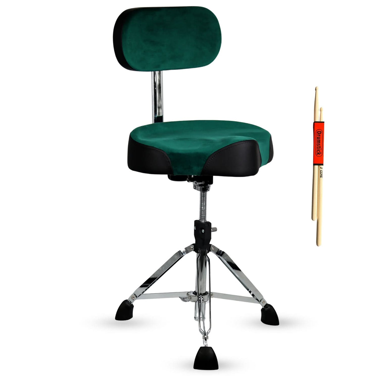 Green drum stool with a backrest on a white background
