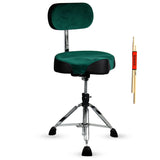 Green drum stool with a backrest on a white background