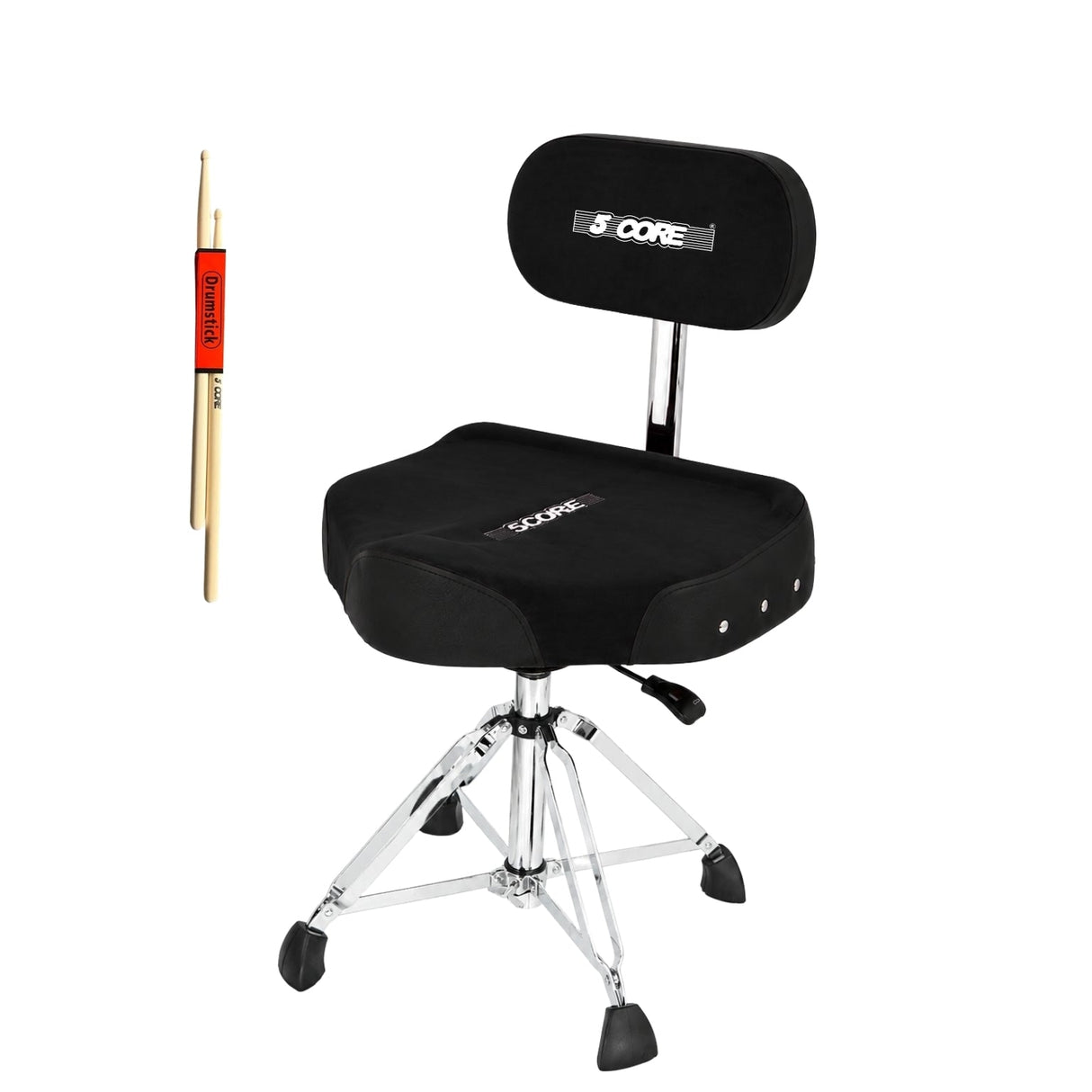 5 Core Drum Throne w Backrest 4" Padded Stool Airlift Adjustable Drummer Chair
