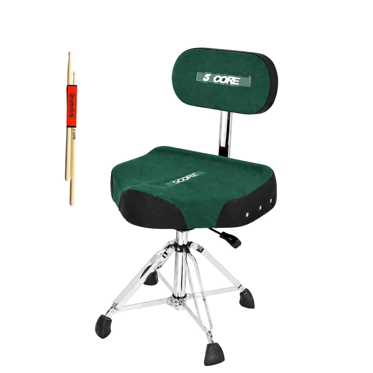 5 Core Drum Throne w Backrest 4" Padded Stool Airlift Adjustable Drummer Chair