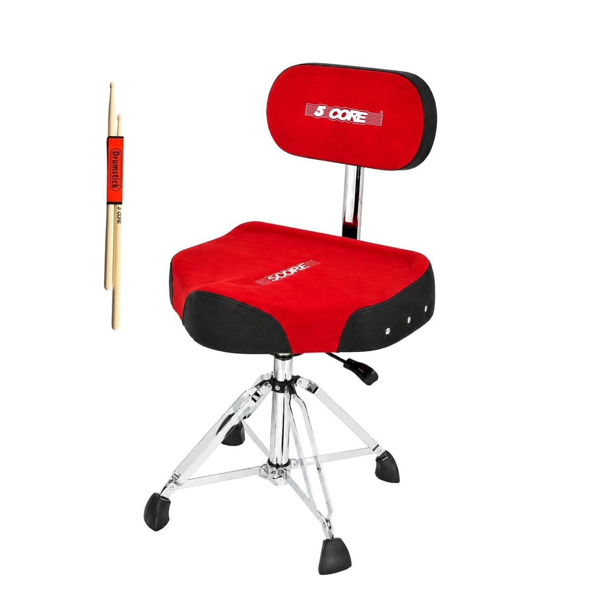 5 Core Drum Throne w Backrest 4" Padded Stool Airlift Adjustable Drummer Chair