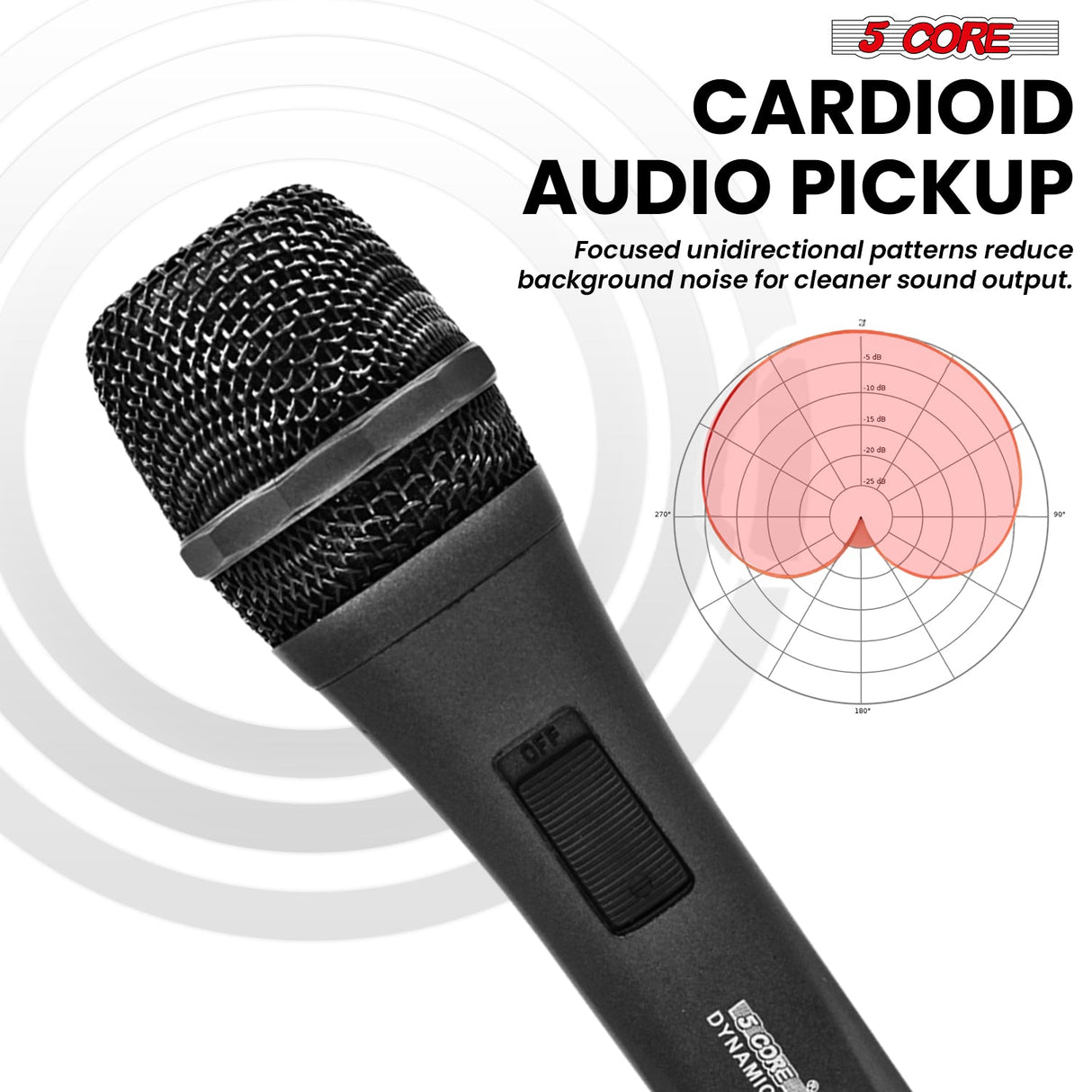 5Core XLR Microphone Dynamic Mic Karaoke Singing Studio Mics Handheld Microfono
