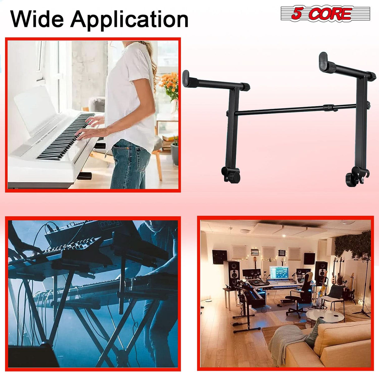 5 Core Keyboard Stand Adapter 2 Tier Adjustable Second Extension Add On for Digital Piano Stands