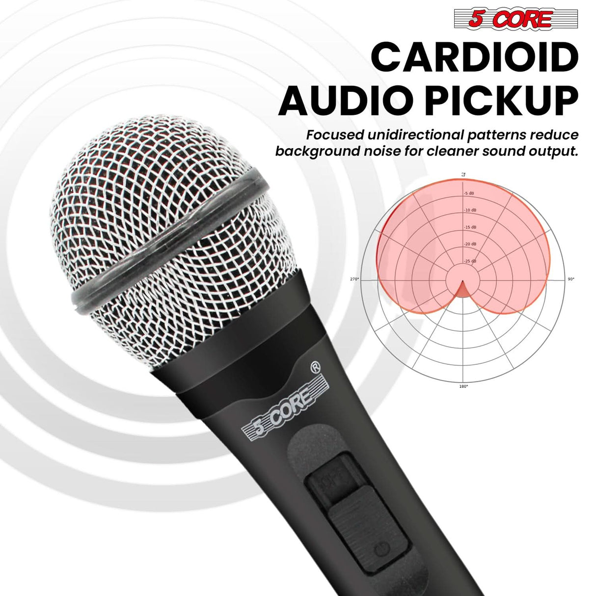 5Core XLR Microphone 2Pcs Dynamic Mic Karaoke Singing Studio Mics Handheld Microfono