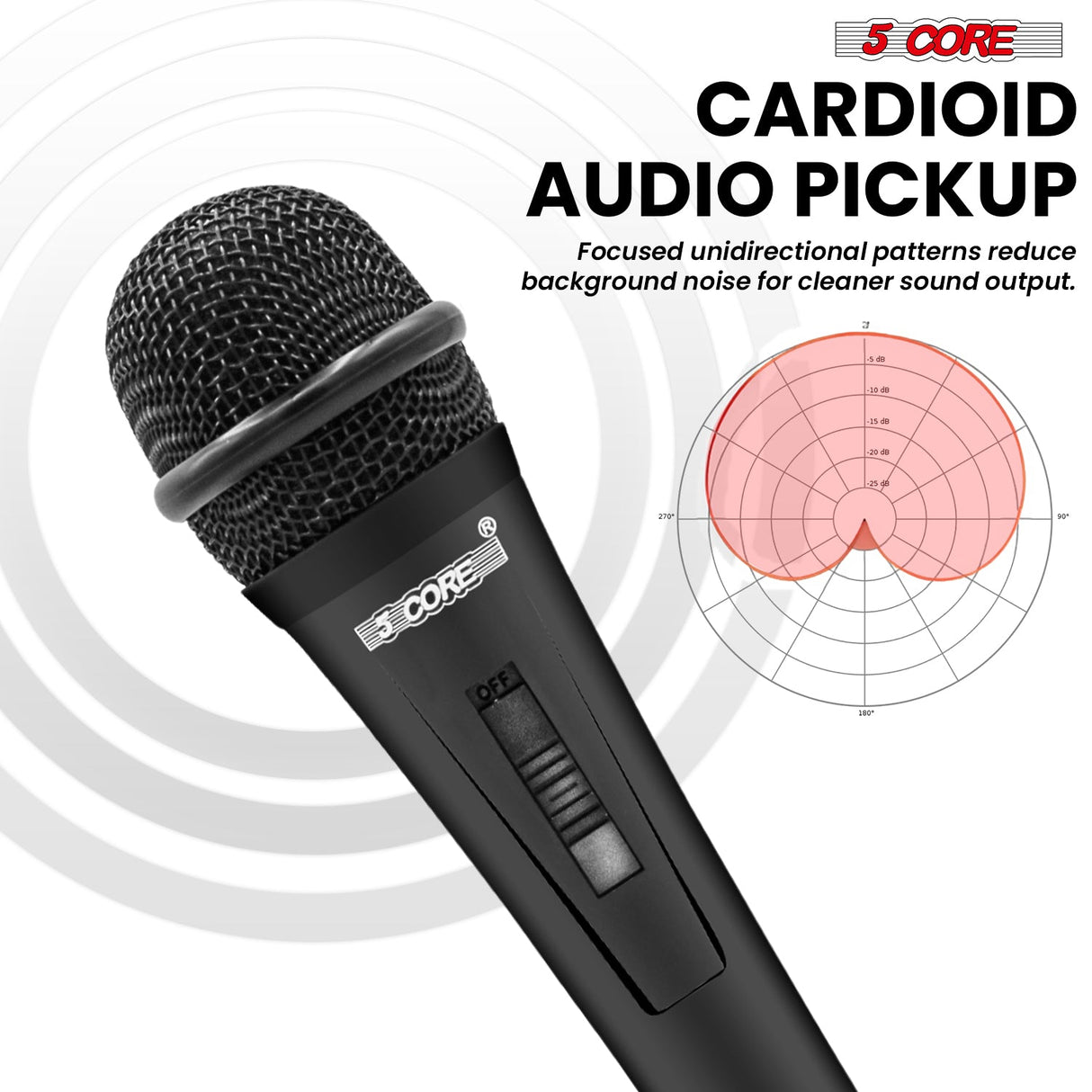 5Core XLR Microphone Dynamic Mic Karaoke Singing Studio Mics Handheld Microfono