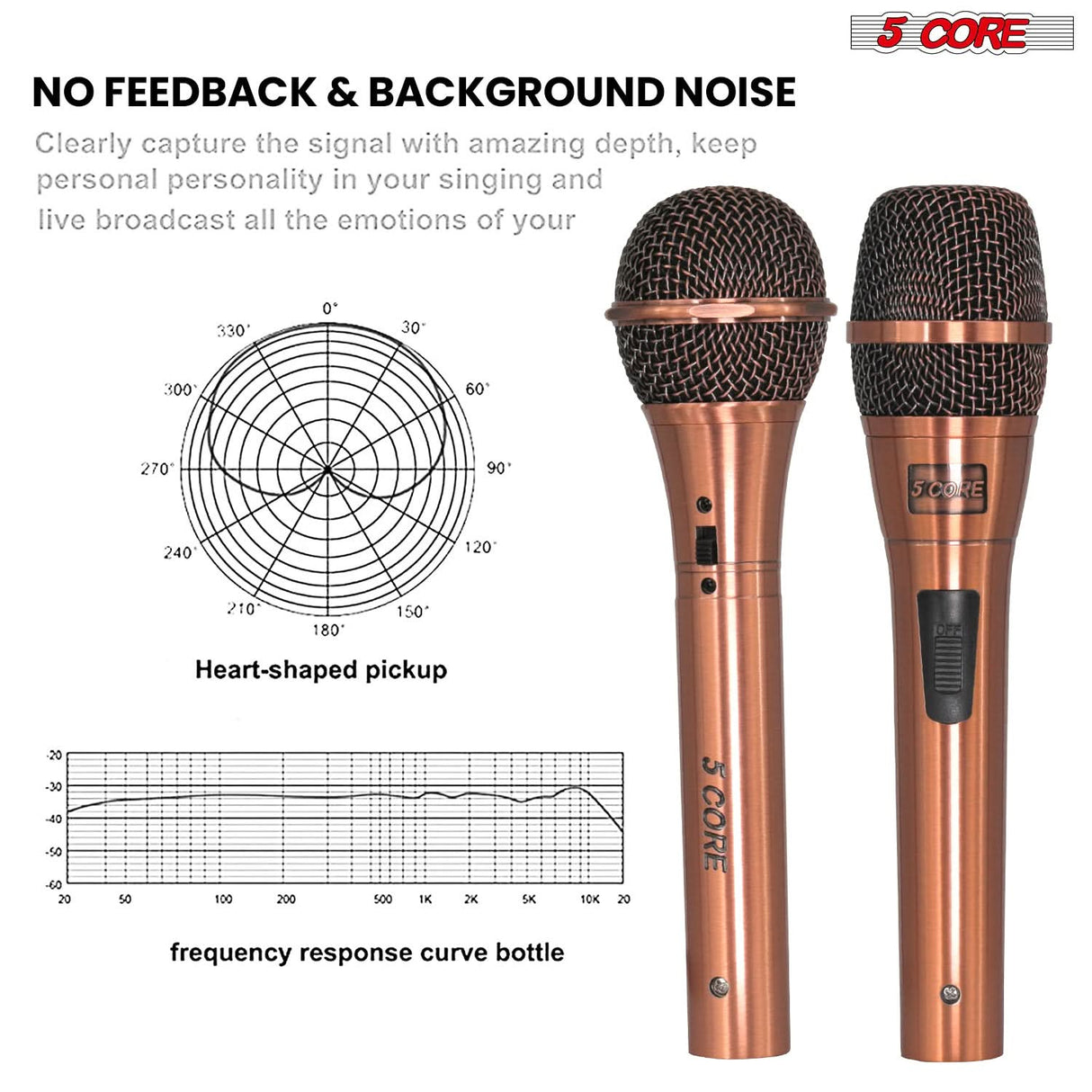 5Core XLR Microphone Dynamic Mic Karaoke Singing Studio Microfono Handheld Mics