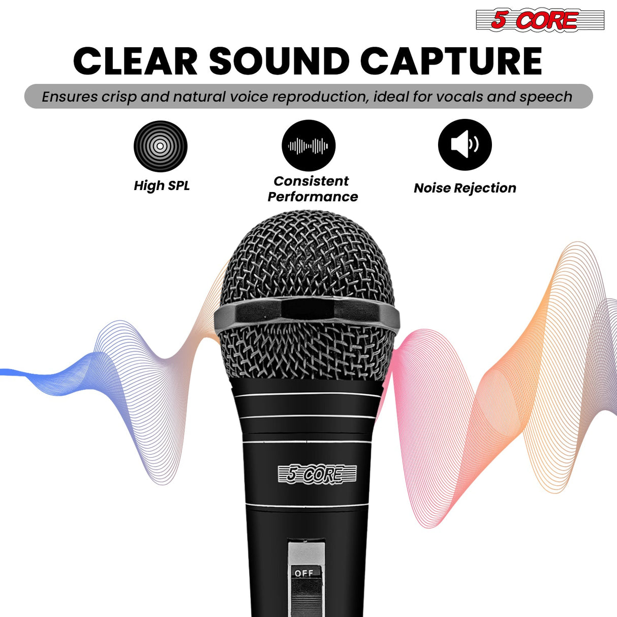 5Core XLR Microphone Dynamic Mic Karaoke Singing Studio Mics Handheld Microfono