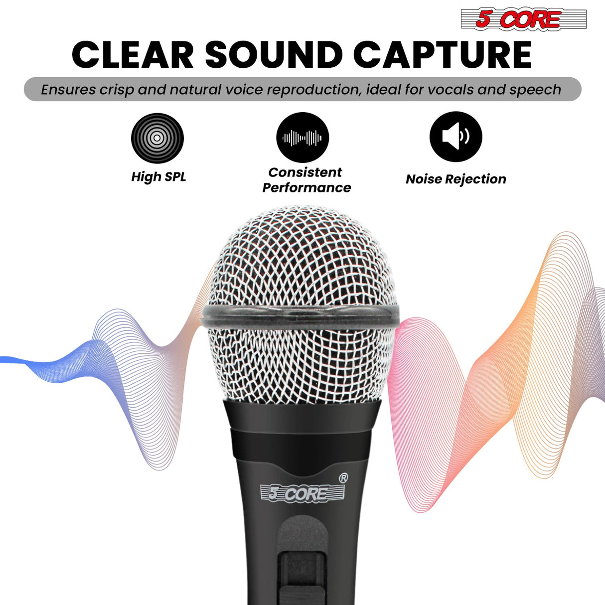 5Core XLR Microphone Dynamic Mic Karaoke Singing Studio Mics Handheld Microfono