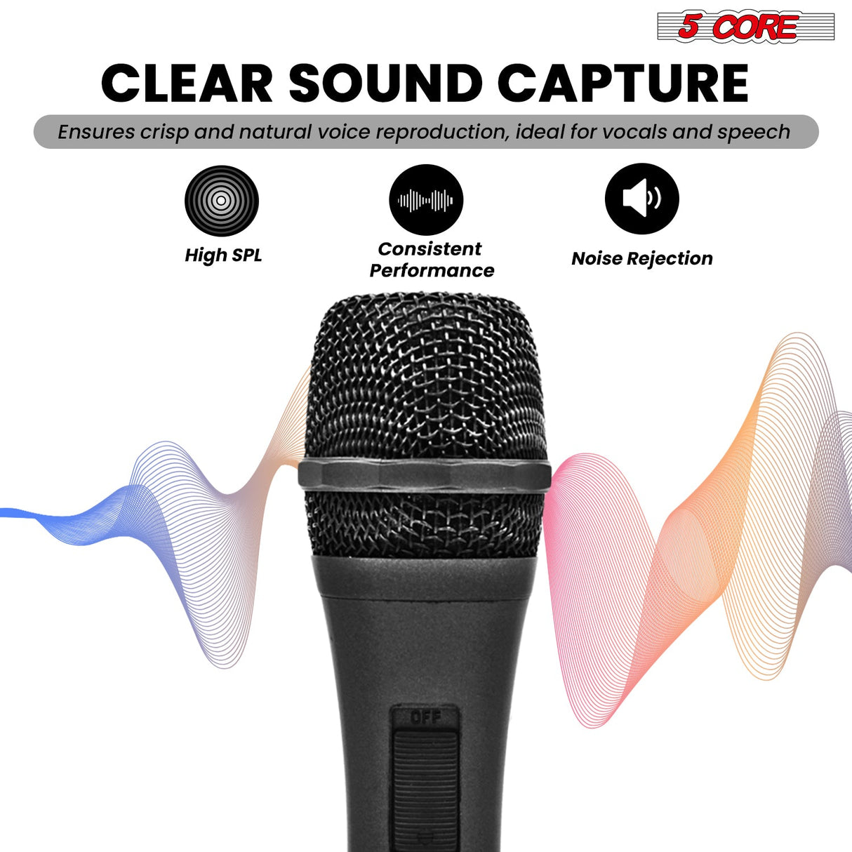 5Core XLR Microphone Dynamic Mic Karaoke Singing Studio Mics Handheld Microfono