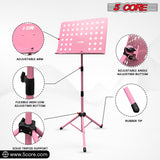 Portable pink 5Core music stand folding tripod adjustable height