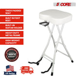 5Core Guitar Stool 3.15" Padded Chair Foldable Heavy Duty Music Seat Built in Foot Rest Guitar Stand