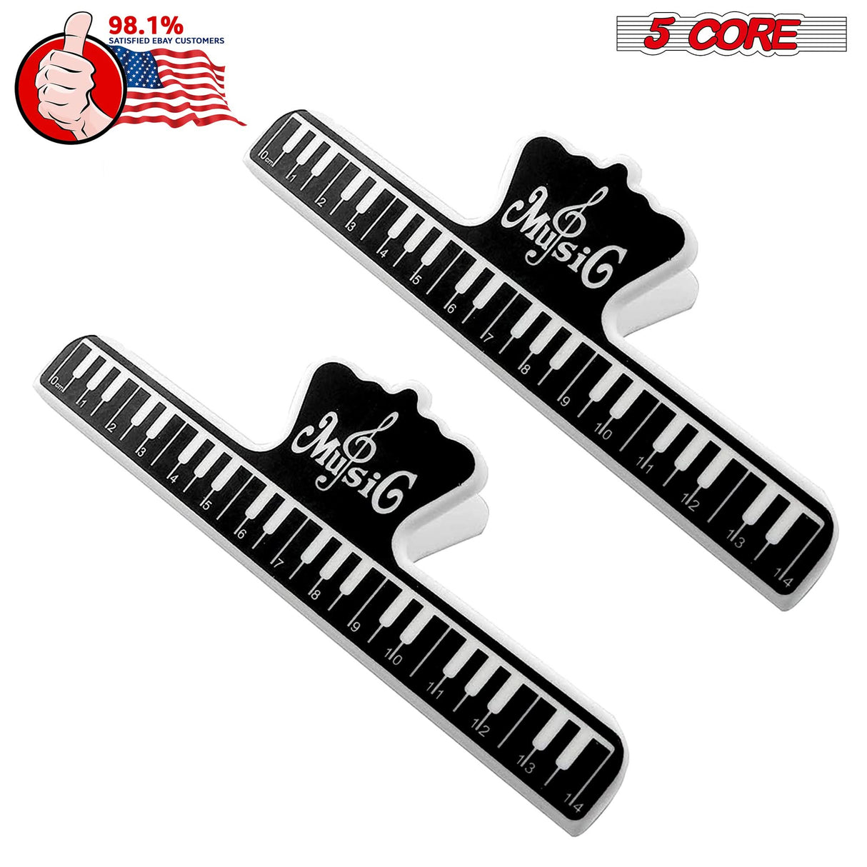 5 Core Music Sheet Holder Clip Pair Durable Black Plastic Page Holder for Piano Keyboard Violin