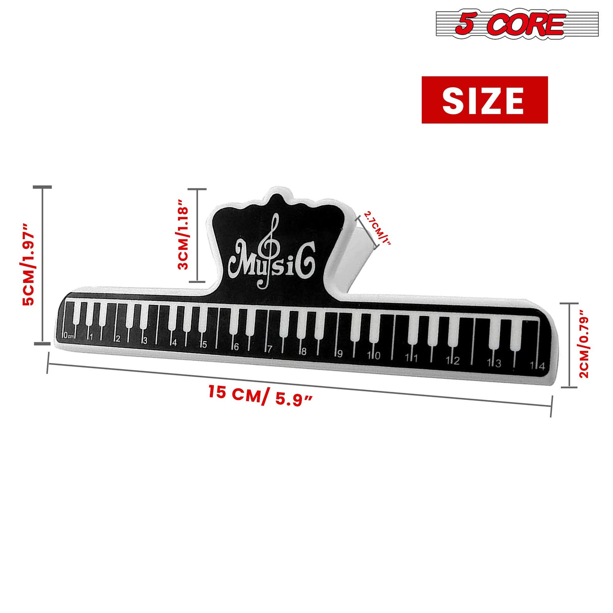 5 Core Music Sheet Holder Clip Pair Durable Black Plastic Page Holder for Piano Keyboard Violin