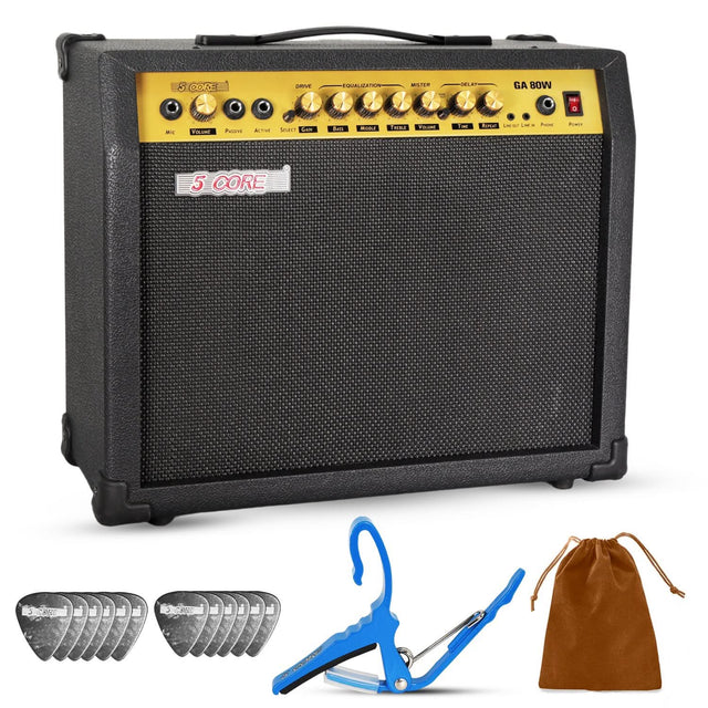 5 Core Guitar Amp 80 Watt  Electric Amplifier w Built in 10" Speaker Portable Mini Practice Amps