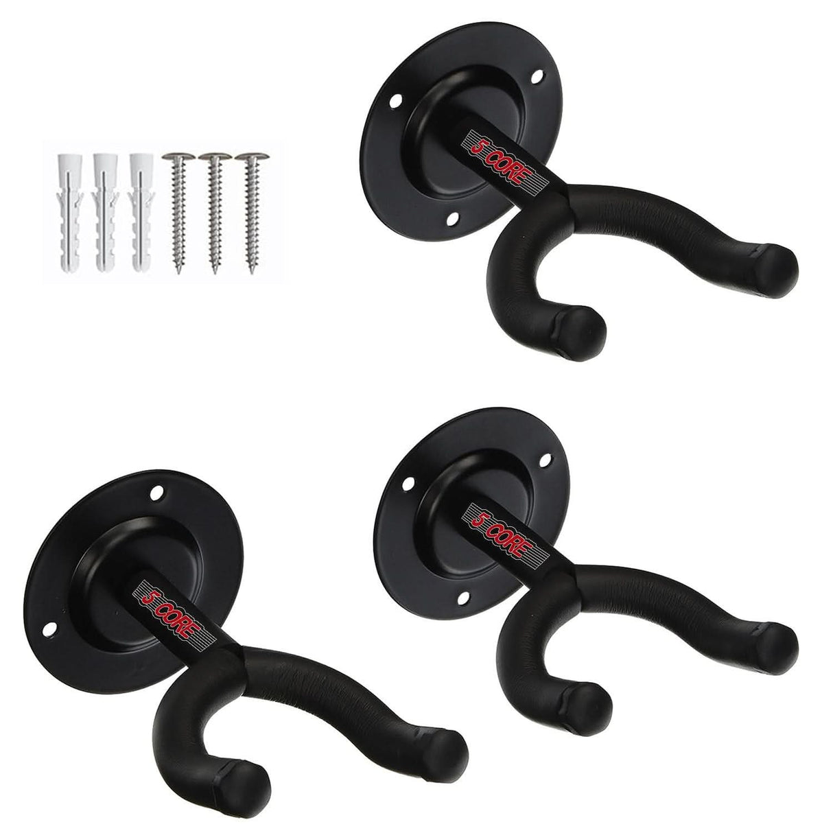 5 Core Guitar Wall Mount 3Pc Wall Mount for Classical Electric Acoustic Bass Guitars for Home Studio