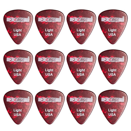 5Core red 0.46mm light guitar picks celluloid for acoustic electric and bass