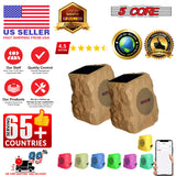 5 Core Rock Speaker Outdoor Waterproof Bluetooth Garden Speakers Solar & USB Charging RGB Colors for Patio Pool & Home