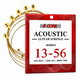 5 Core Acoustic Guitar 6 String Set Medium Gauge Steel Carbon Core Bright Powerful Tone Heavy Duty
