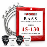 5 Core Bass Guitar Strings Brass Phosphor Bronze Light Gauge Bright Tone 5 String Set